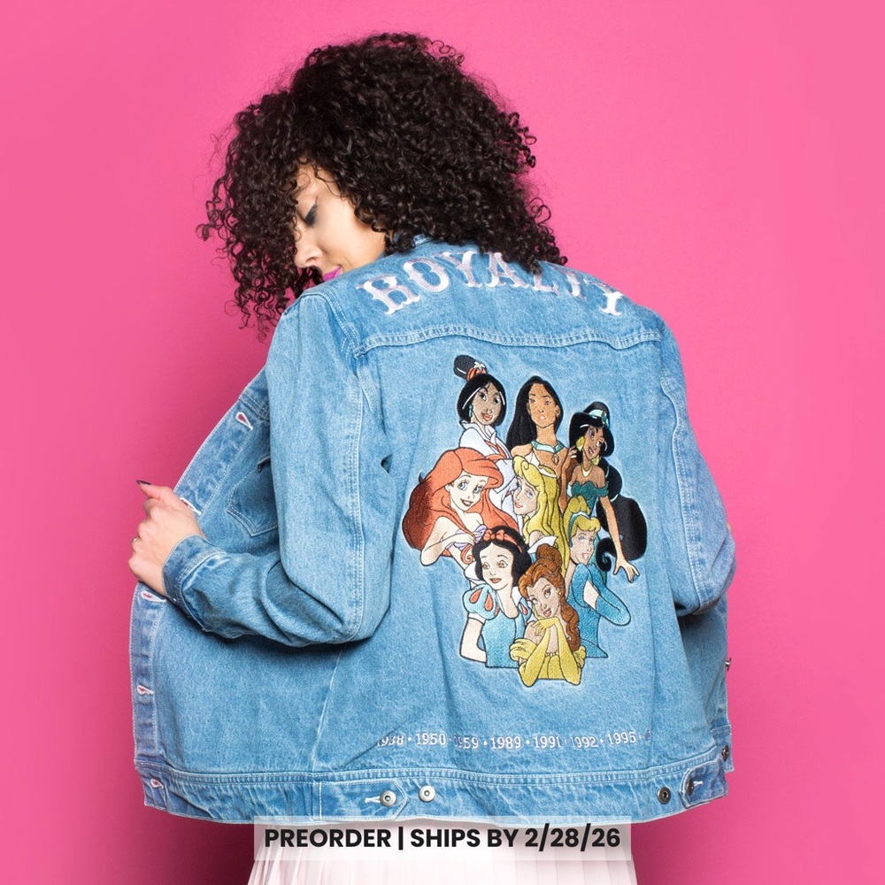 Disney Cakeworthy SZ XL Royalty Blue Jean Jacket gently used worn once princess
